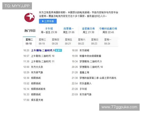 东方卫视高清节目在线直播观看指南